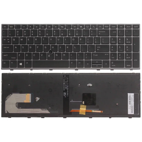 HP EliteBook 855 G5 G6, 850 G5 G6, 750 G5, 755 G5, Zbook 15U G5 G6, with trackpoint backlit US keyboard black - main product image