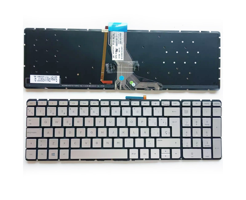 HP ENVY 17-R 17-N005TX M7-N M7-R M7-N TPN-C123 silver backlit Spanish SP keyboard - additional view 