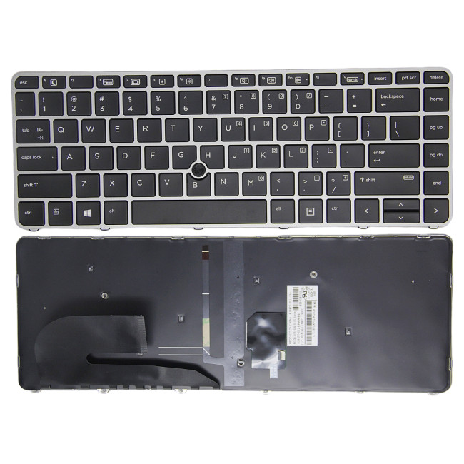 HP EliteBook 745 G3, 840 G3, 745 G4, 840 G4, 848 G3, Zbook 14U G4, silver frame backlit trackpoint US keyboard - main product image