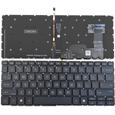 HP EliteBook 830 G11, 835 G11, 840 G11, 845 G11, Zbook Firefly 14 G11, backlit US keyboard gray AI
