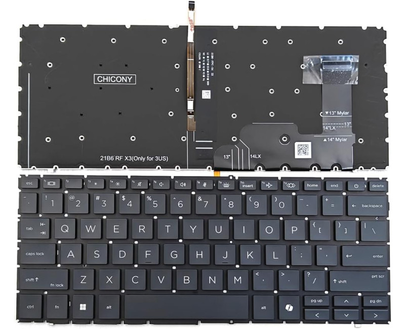 HP EliteBook 830 G11, 835 G11, 840 G11, 845 G11, Zbook Firefly 14 G11, backlit US keyboard gray AI - additional view 
