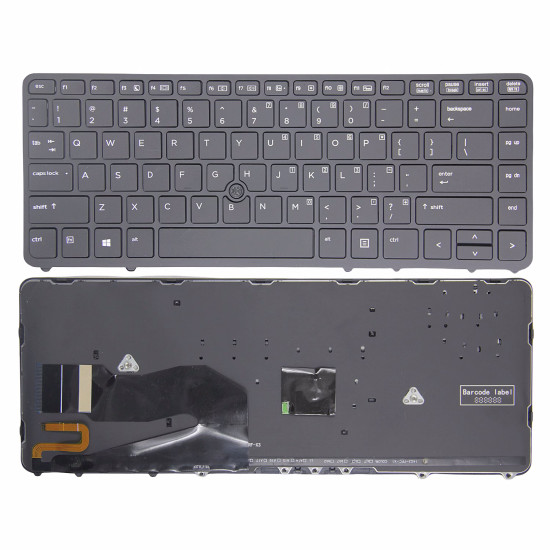 HP EliteBook 840 G1 G2 850 G1 G2 ZBook 14 G1 G2 black frame with trackpoint backlit US keyboard - main product image