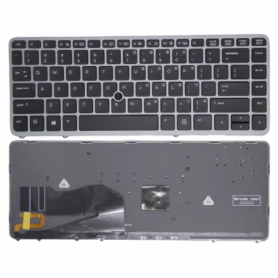 HP EliteBook 840 G1 G2 850 G1 G2 ZBook 14 G1 G2 silver frame with trackpoint backlit US keyboard