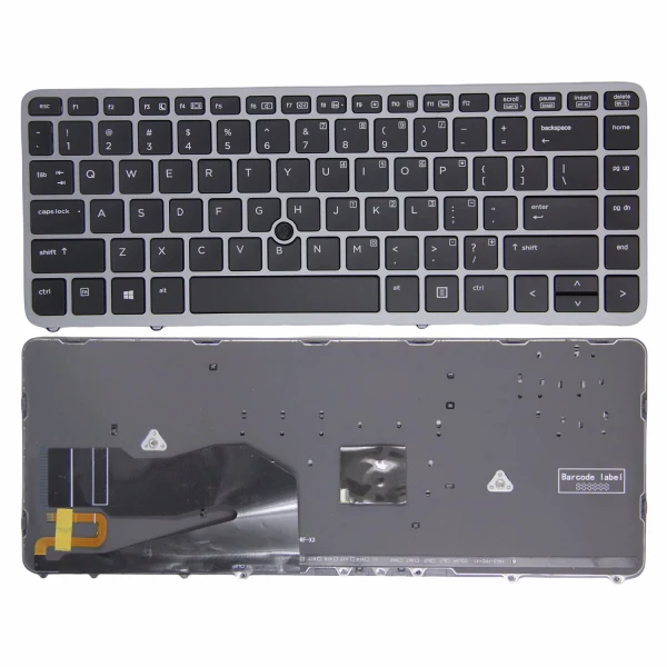 HP EliteBook 840 G1 G2 850 G1 G2 ZBook 14 G1 G2 silver frame with trackpoint backlit US keyboard - main product image