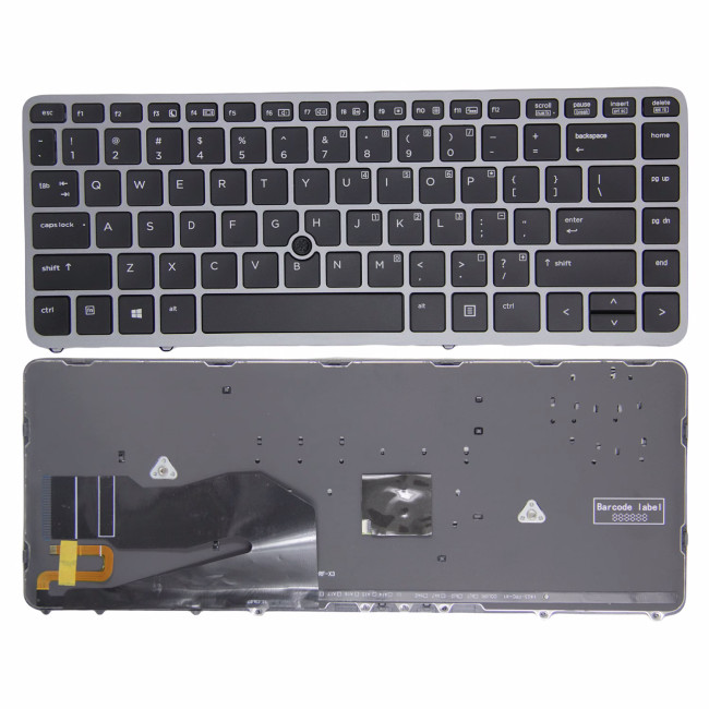 HP EliteBook 840 G1 G2 850 G1 G2 ZBook 14 G1 G2 silver frame with trackpoint backlit US keyboard - main product image