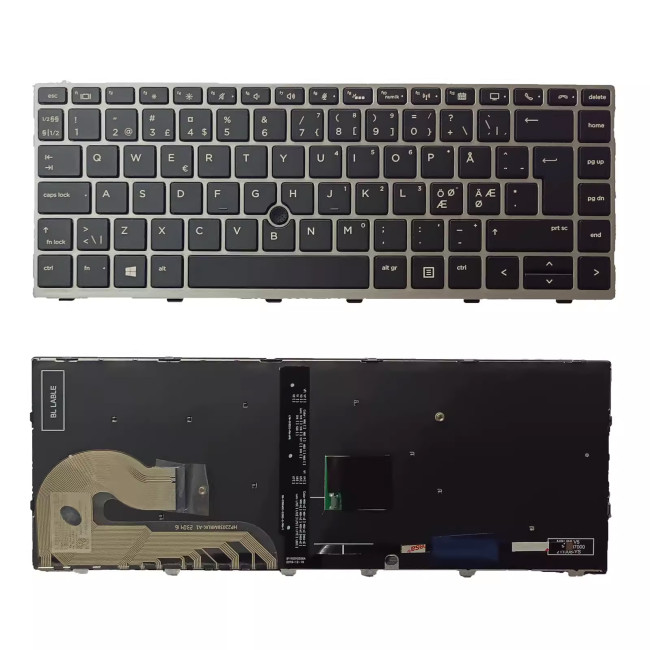HP EliteBook 840 G5 840 G6 846 G5 backlit Norwegian NE NR keyboard - main product image