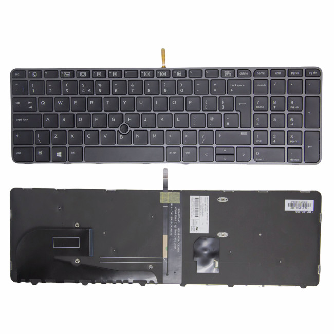 HP EliteBook 850 G3 755 g3 ZBook 15u G3 G4 backlit trackpoint UK keyboard - main product image