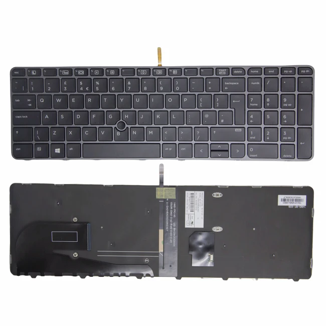 HP EliteBook 850 G3 755 g3 ZBook 15u G3 G4 backlit trackpoint UK keyboard - main product image