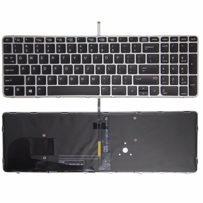HP EliteBook 850 G3 G4, 755 G3 G4, Zbook 15u G3 G4 silver frame backlit US keyboard OEM - main product image