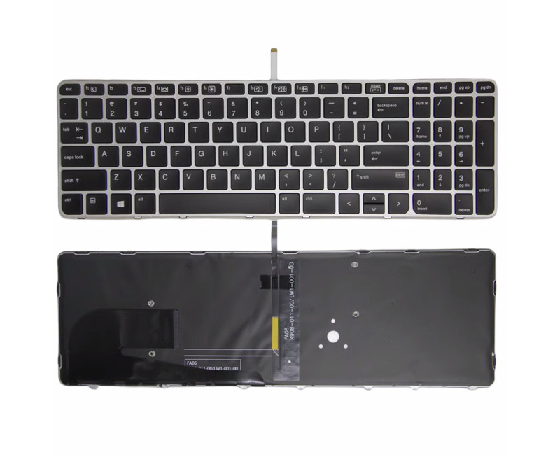 HP EliteBook 850 G3 G4, 755 G3 G4, Zbook 15u G3 G4 silver frame backlit US keyboard OEM - additional view 