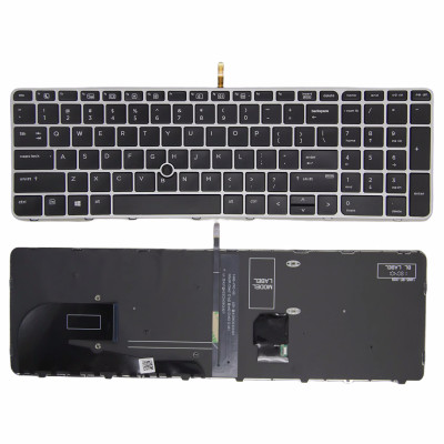 HP EliteBook 850 G3 G4, 755 G3 G4, Zbook 15u G3 G4 silver frame backlit trackpoint US keyboard