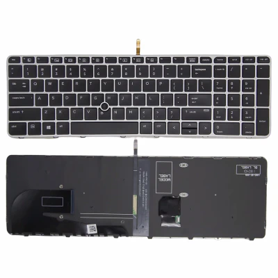 HP EliteBook 850 G3 G4, 755 G3 G4, Zbook 15u G3 G4 silver frame backlit trackpoint US keyboard