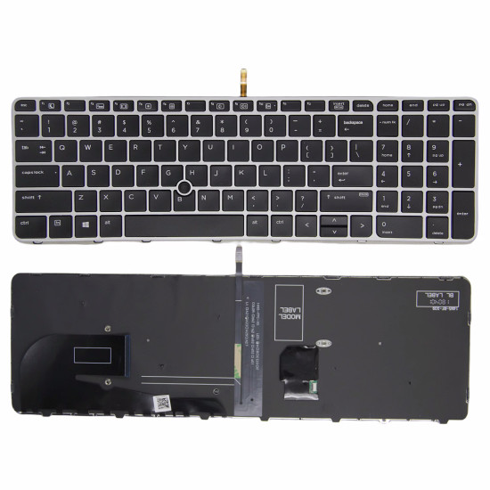 HP EliteBook 850 G3 G4, 755 G3 G4, Zbook 15u G3 G4 silver frame backlit trackpoint US keyboard - main product image