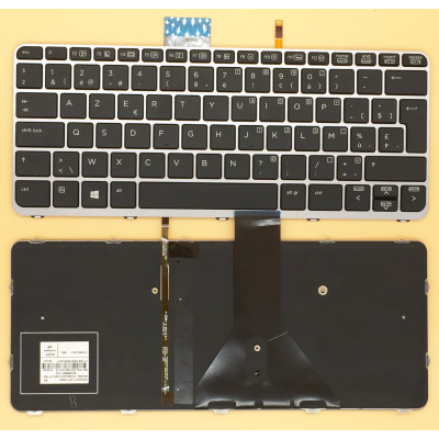 HP EliteBook Folio 1030 G1 1020 G1 silver frame backlit Belgian BE keyboard