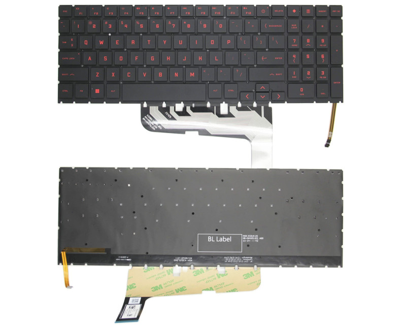 HP omen 16-WF, 16-U, 16-WD, 16-AM, 16-XF, 16-AP, TPN-C167, Q236 Q265 Q280 C168 C167 Q304 backlit US keyboard red - additional view 