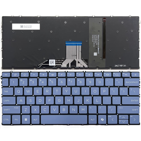 HP OmniBook 14-he, 14-fp, 14t-fr, 16-au, 16-bf, 16-fb, backlit US keyboard blue - main product image