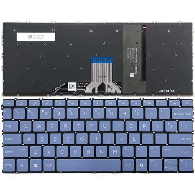 HP OmniBook 14-he, 14-fp, 14t-fr, 16-au, 16-bf, 16-fb, backlit US keyboard blue - main product image