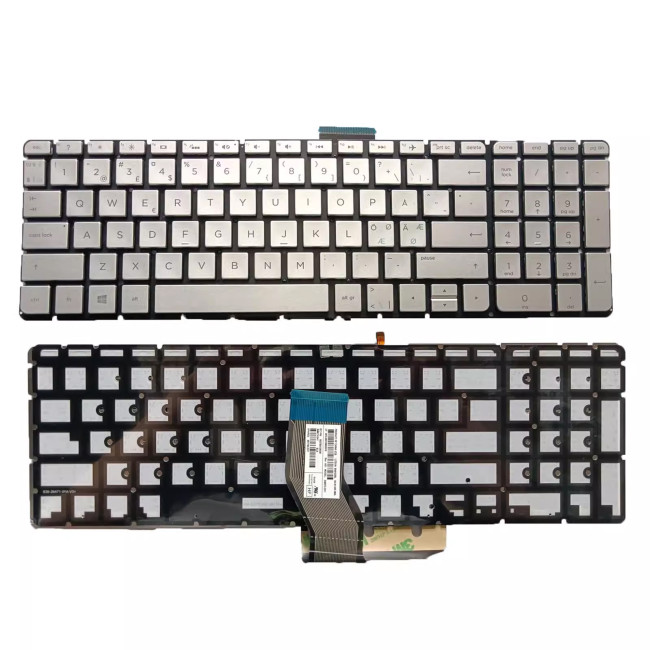HP Pavilion 15-AB 15-AB000 15-AB100 15-AB200 silver backlit Norwegian NE NR keyboard - main product image