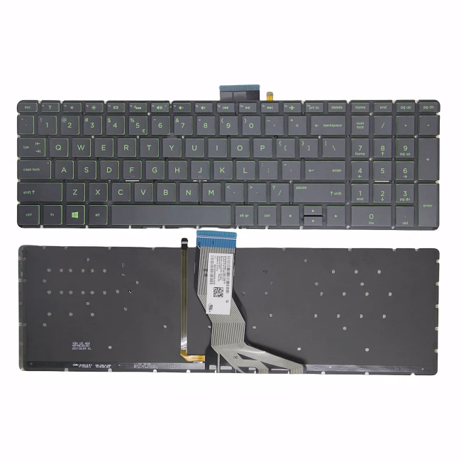 HP Pavilion 15-BS 15-BR 15-BW 15T-BR 15Q-BU 15T-BS 15Z-BW green backlit US keyboard original - main product image