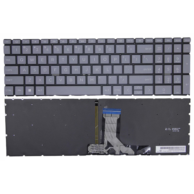 HP Pavilion Plus 16-AB, 16T-AB, 16-AB0000, 16-AB1000, gray backlit US keyboard F1 smile - main product image