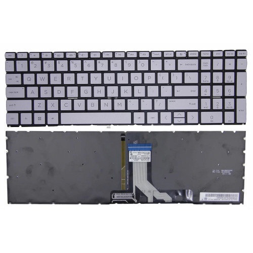 HP Pavilion 16-AF, 16-AF0000, 16-AG, 16-AG0000, 16-BC, silver gray backlit US keyboard F1 question - main product image