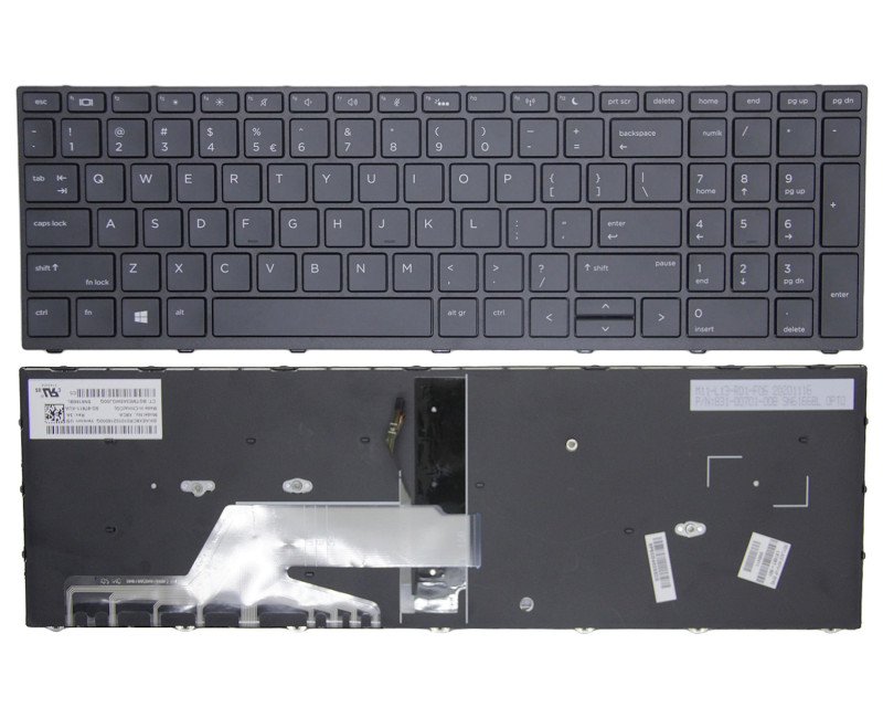 HP Probook 450 G5, 455 G5, 470 G5, 650 G4, 650 G5, black frame backlit US keyboard original - additional view 