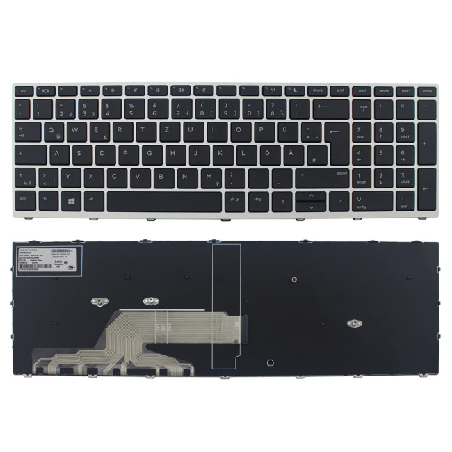 HP Probook 450 G5 455 G5 470 G5 650 G4 650 G5 silver frame German DE keyboard original - main product image