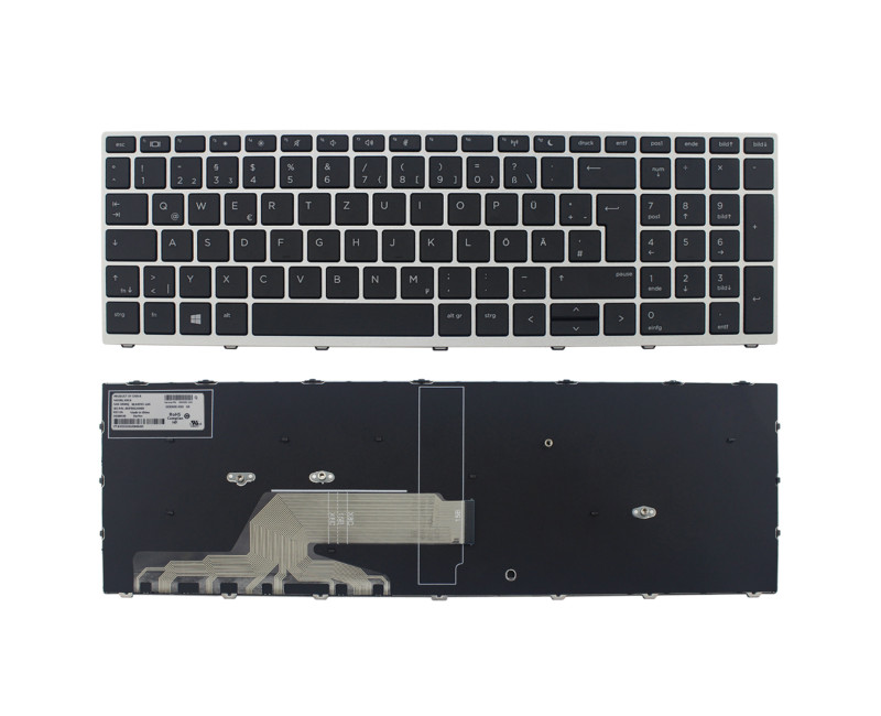 HP Probook 450 G5 455 G5 470 G5 650 G4 650 G5 silver frame German DE keyboard original - additional view 