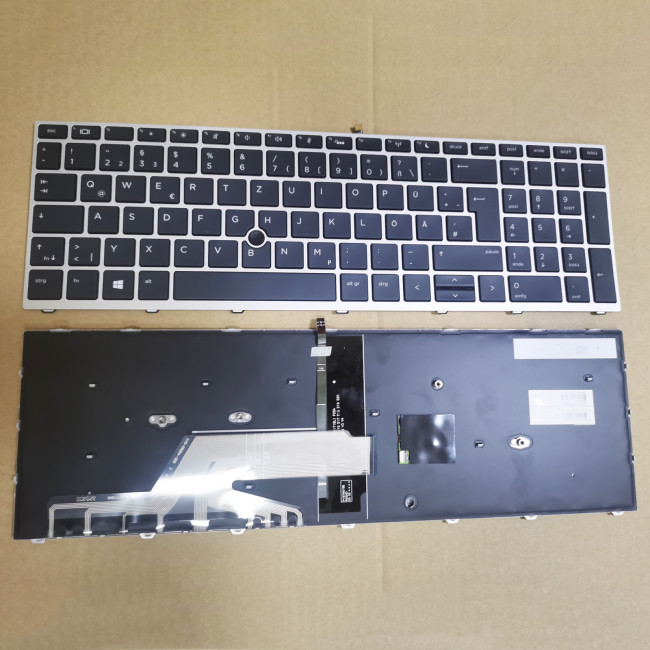 HP Probook 450 G5 455 G5 470 G5 650 G4 650 G5 silver frame backlit German DE keyboard original - main product image