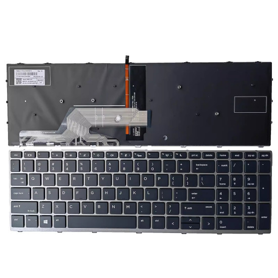 HP Probook 450 G5 455 G5 470 G5 650 G4 650 G5 silver frame backlit US keyboard OEM - main product image