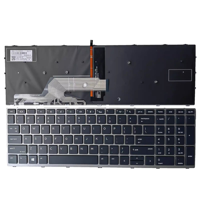 HP Probook 450 G5 455 G5 470 G5 650 G4 650 G5 silver frame backlit US keyboard OEM - main product image