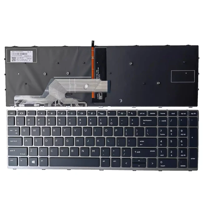 HP Probook 450 G5 455 G5 470 G5 650 G4 650 G5 silver frame backlit US keyboard OEM - main product image