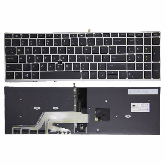 HP Probook 450 G5 455 G5 470 G5 650 G4 650 G5 silver frame with trackpoint backlit US keyboard original - main product image