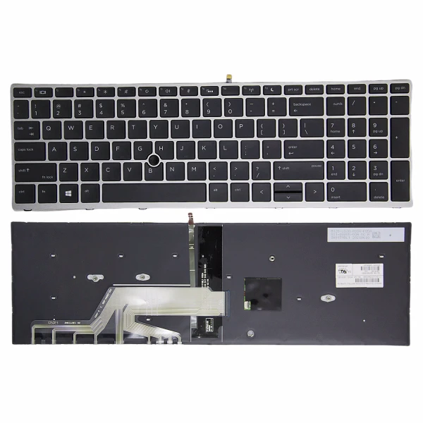 HP Probook 450 G5 455 G5 470 G5 650 G4 650 G5 silver frame with trackpoint backlit US keyboard original - main product image