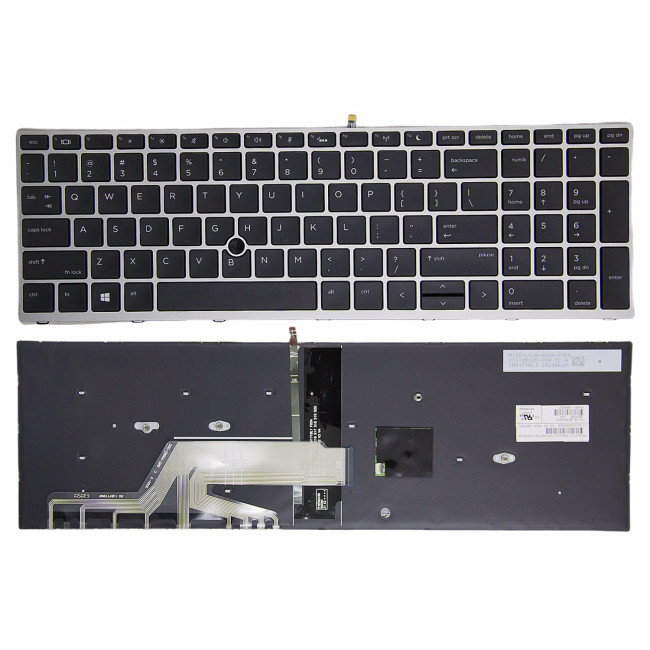 HP Probook 450 G5 455 G5 470 G5 650 G4 650 G5 silver frame with trackpoint backlit US keyboard original - main product image