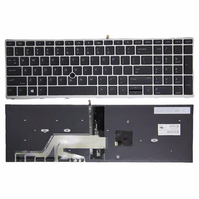 HP Probook 450 G5 455 G5 470 G5 650 G4 650 G5 silver frame with trackpoint backlit US keyboard original - main product image
