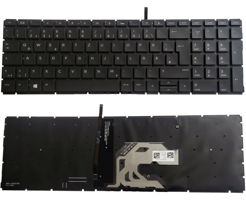 HP Probook 450 G6, 450 G7, 455R G6, 455 G7, HSN-Q22C, HSN-Q17C, HSN-Q25C, HSN-Q16C, backlit Germany DE keyboard original - additional view 