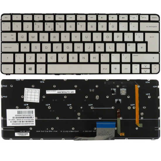 HP Spectre 13-SMB 13T-3000 13-3000 743897-031 backlit silver UK keyboard - main product image