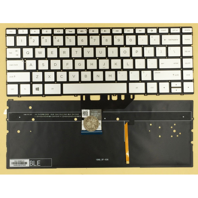 HP Spectre x360 13-W 13-AC 13-AD 13-AE silver backlit US keyboard - main product image