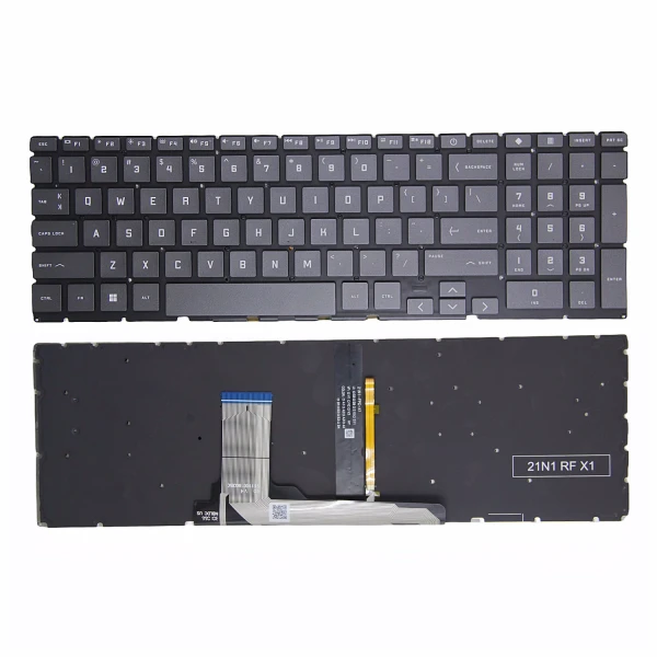 HP Victus 16-D 16-E 16T-D 16-R 15-FA 15T-FA 15-FB 15Z-FB backlit US keyboard gray - main product image