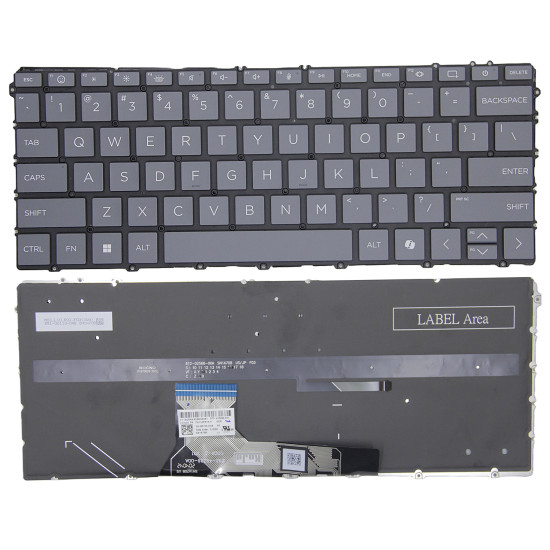 HP X360 13-BF, 16-AC, 16-AD, backlit US keyboard gray AI - main product image