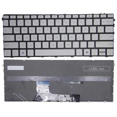 HP X360 13-BF, 16-AC, 16-AD, backlit US keyboard silver AI