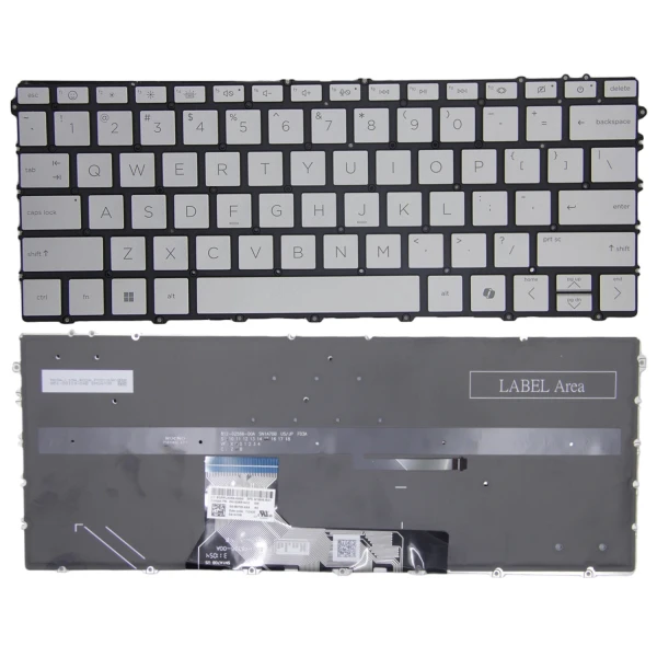 HP X360 13-BF, 16-AC, 16-AD, backlit US keyboard silver AI - main product image