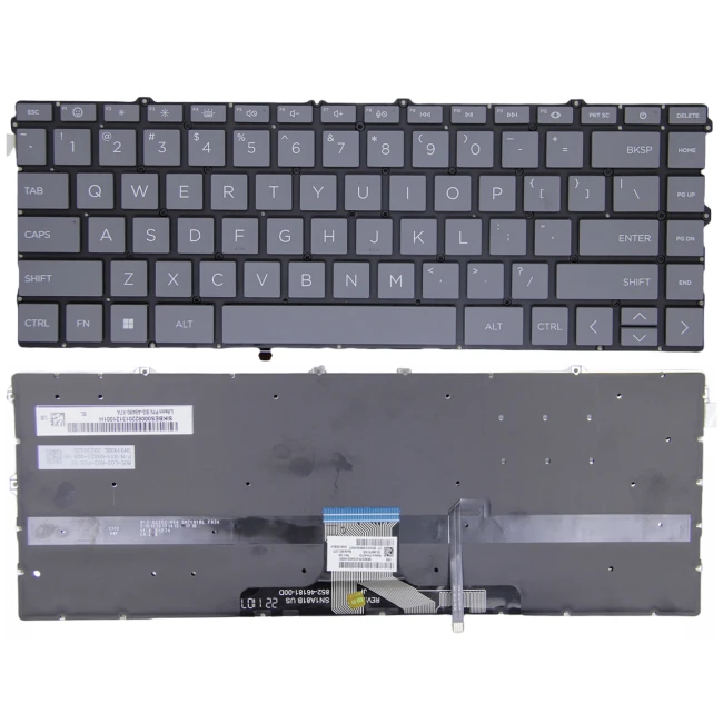 HP X360 14-DW, 14-DV, 14-DY, 13-BB, 13T-BB, 14M-DW, 14T-DW, 14M-DY, 14Q-DY, 14T-DY, gray backlit US keyboard F1 smile - main product image