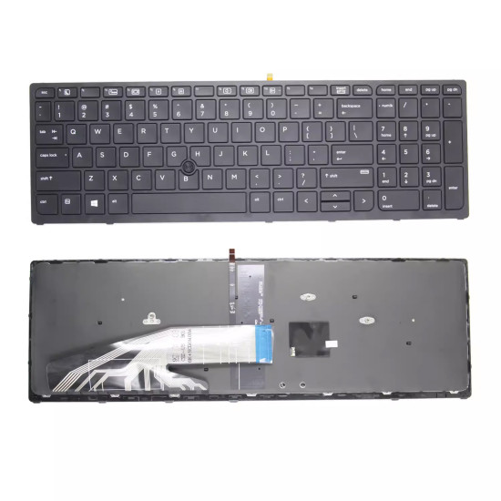 HP ZBOOK 15 G3 15 G4 ZBOOK 17 G3 17 G4 black frame backlit trackpoint US keyboard - main product image