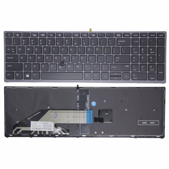 HP ZBOOK 15 G3 15 G4 ZBOOK 17 G3 17 G4 gray frame backlit trackpoint US keyboard - main product image