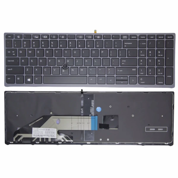 HP ZBOOK 15 G3 15 G4 ZBOOK 17 G3 17 G4 gray frame backlit trackpoint US keyboard - main product image