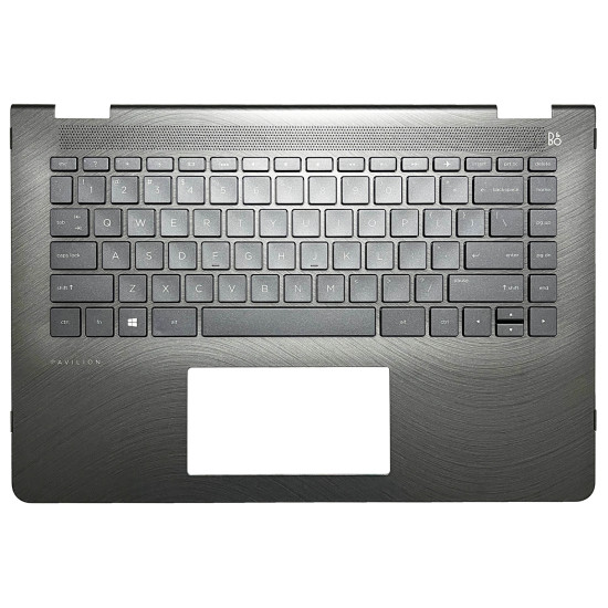 HP pavilion X360 14-BA, TPN-W125, 924115-001, black backlit US keyboard palmrest - main product image