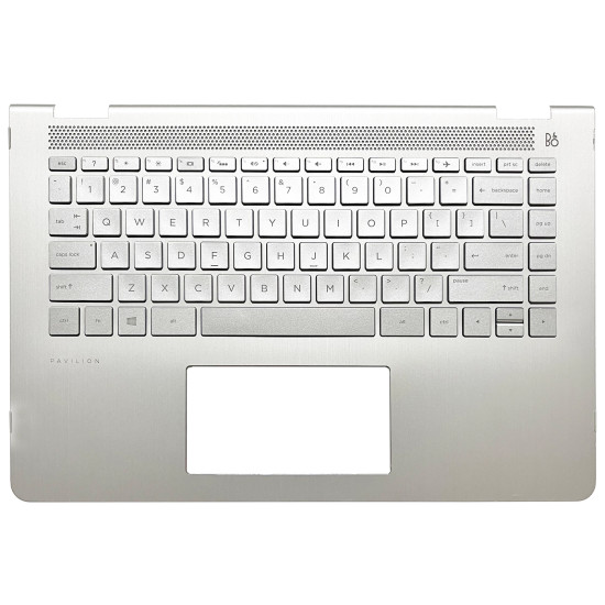 HP pavilion X360 14-BA, TPN-W125, 924115-001, silver backlit US keyboard palmrest - main product image