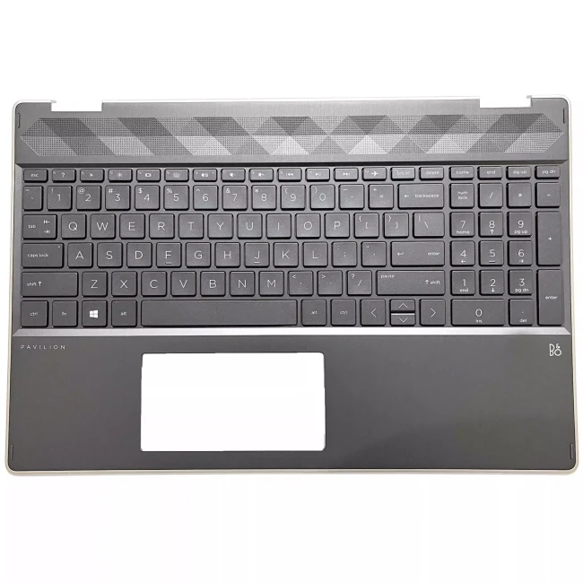 HP pavilion X360 15-DQ, TPN-W140, silver edging backlit US keyboard palmrest - main product image
